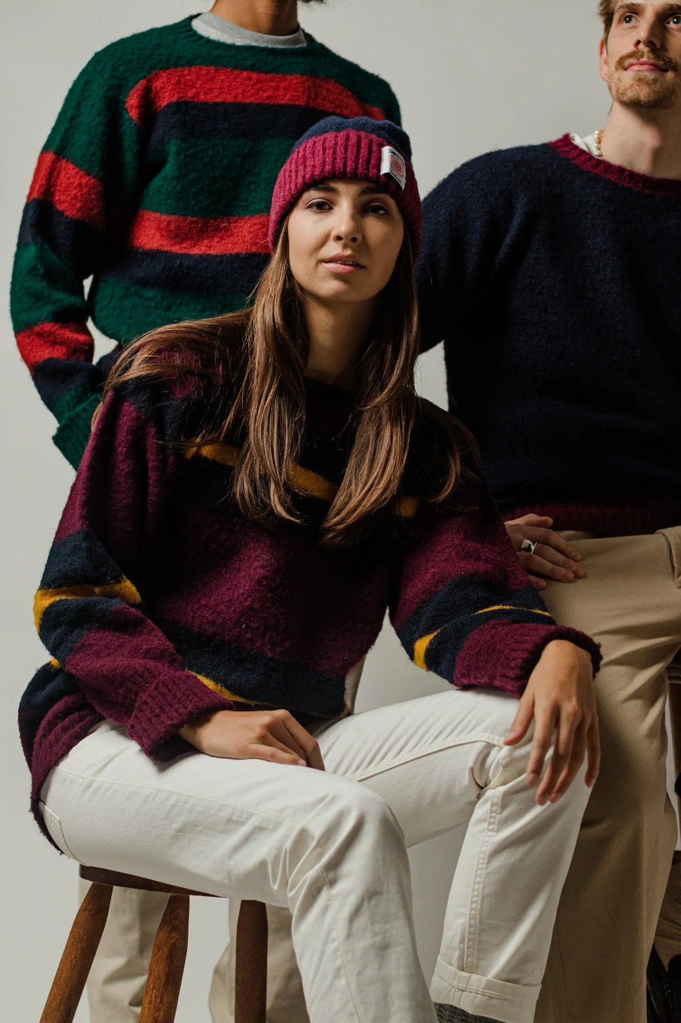 J. Press Shaggy Dog Sweater - Bordeaux/Blue/Yellow