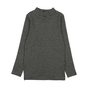 Light Grey/Black Striped Mockneck