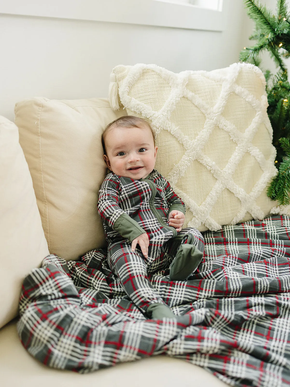 Mebie Baby Bamboo Fleece Quilt - Green Plaid