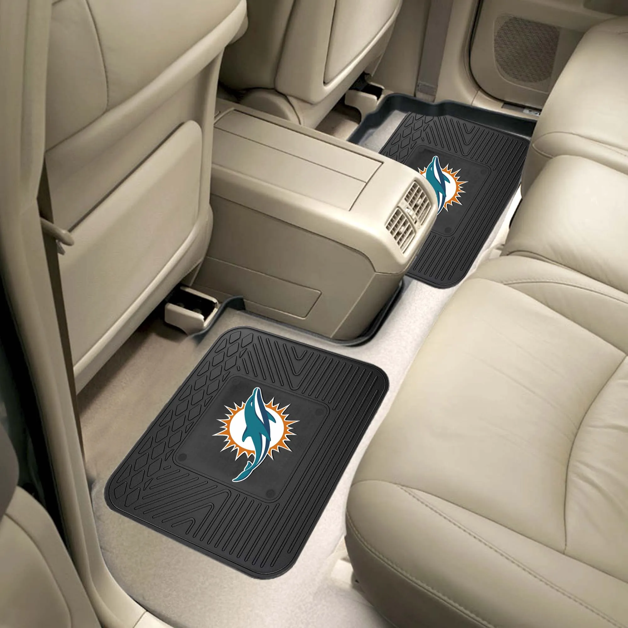 Miami Dolphins Back Seat Car Utility Mats - 2 Piece Set