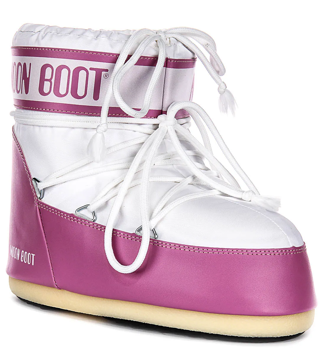 Moon Boot Icon Low Nylon In Pink White For Women