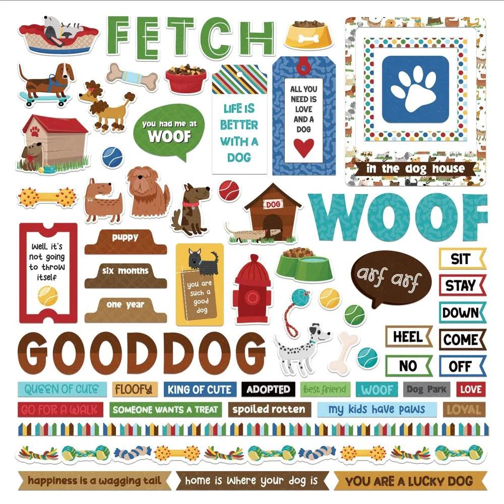 PhotoPlay Hot Diggity Dog Stickers 12"X12" Elements