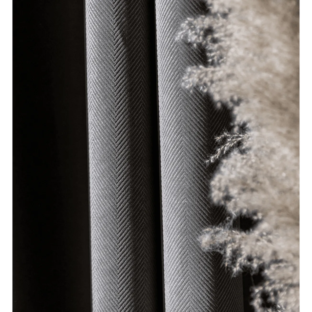 Rémy Luxury Modern Herring Designer Velvet Curtains - Gray