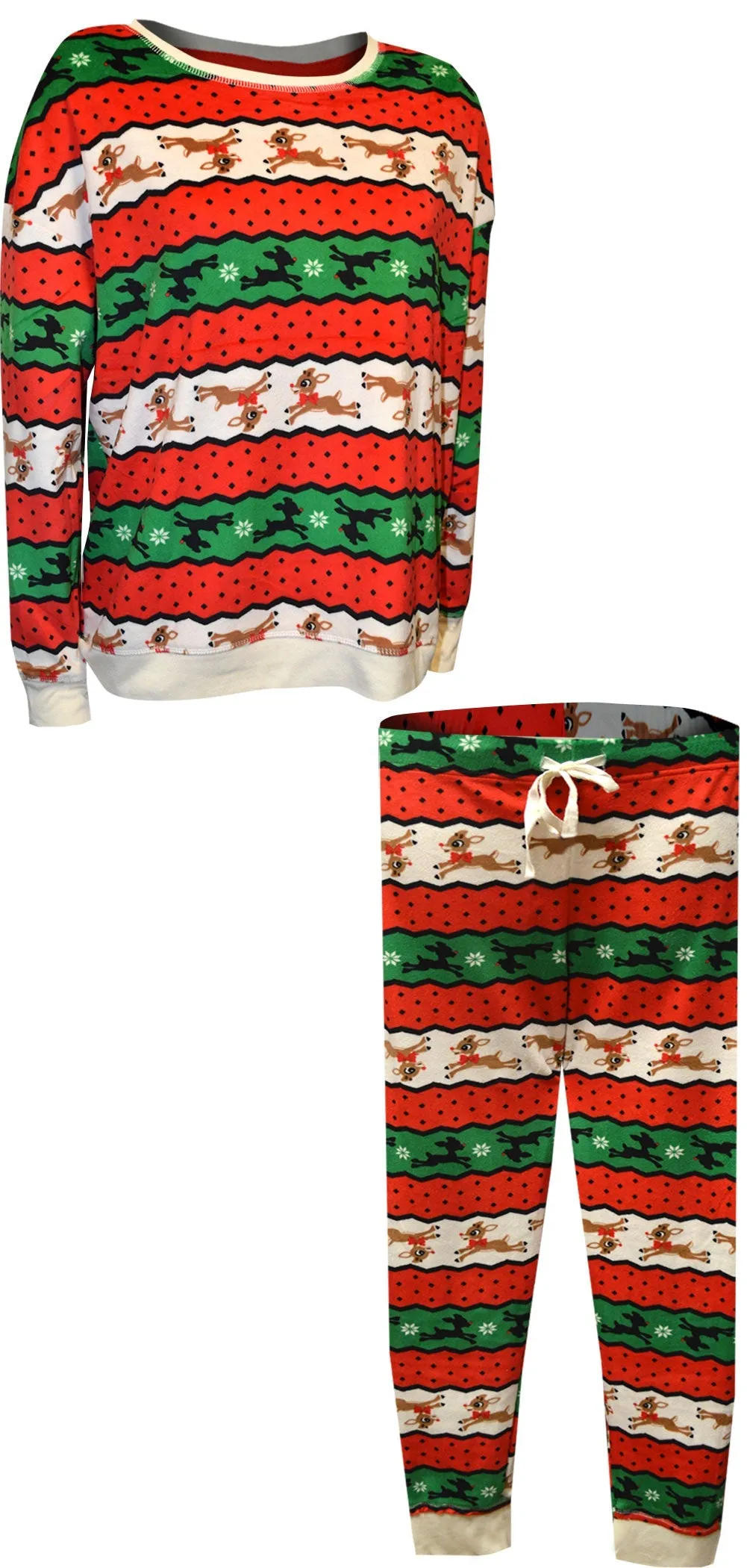 Rudolph The Red-Nosed Reindeer Striped Ladies Christmas Pajama