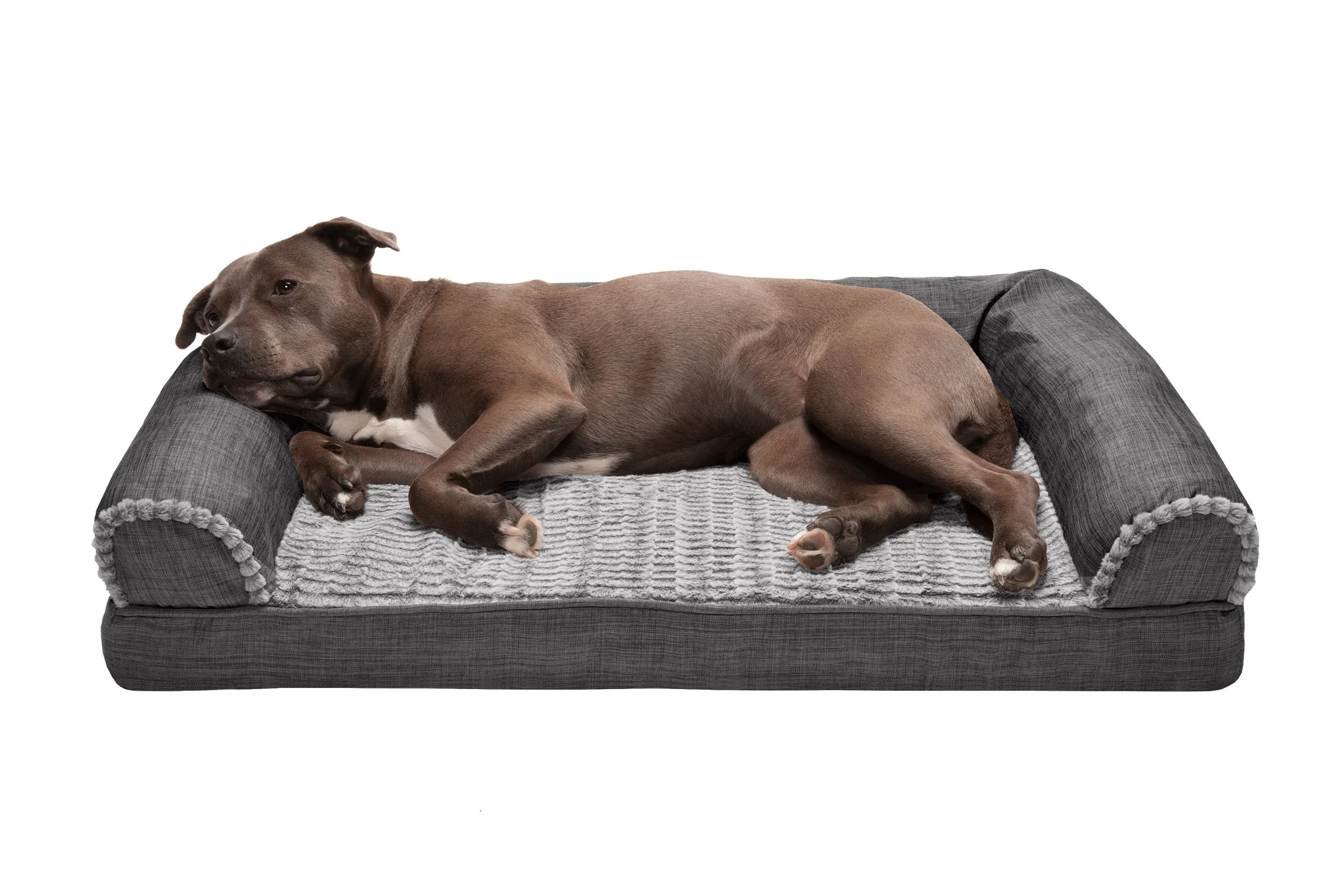 Sofa Dog Bed - Luxe Fur & Performance Linen