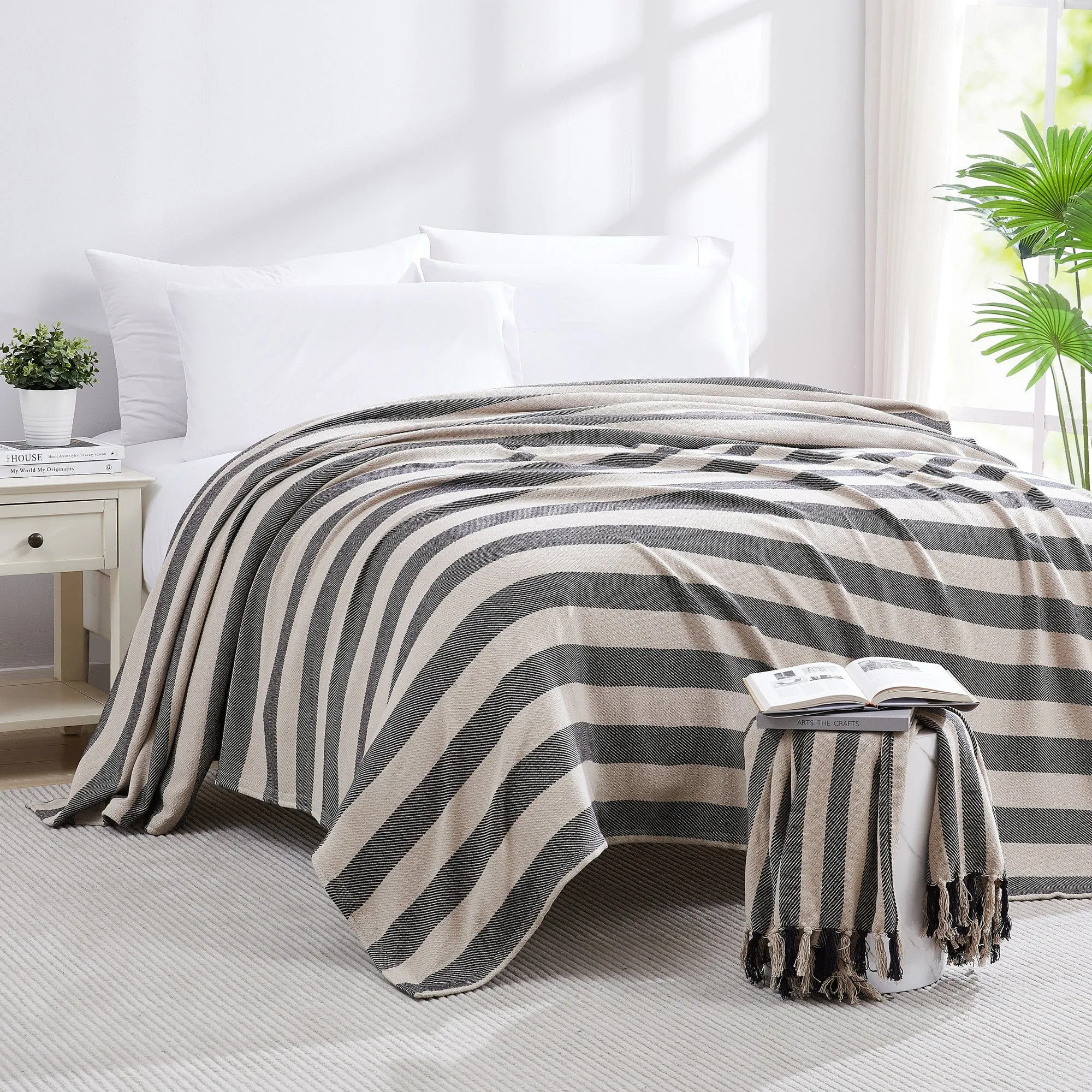 Striped Cotton Blankets and Throws