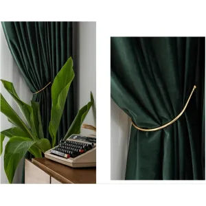 Taylor.H Nordic Dutch Plain Velvet Curtains - Dark Green / Olive