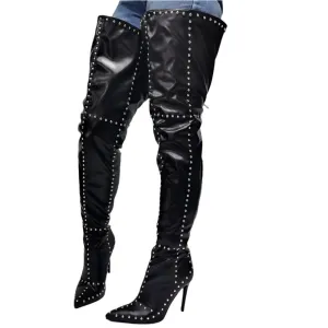 TEEK - Rivet Thigh High Ride Boots