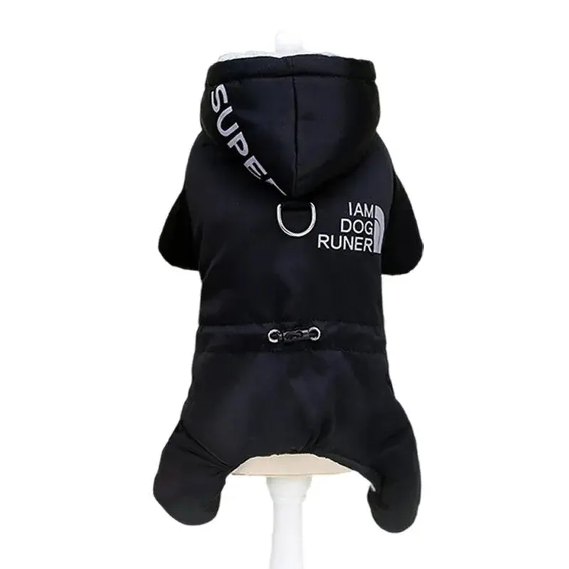 Thick Warm Winter Dog Jumpsuit with Waterproof Hoodie