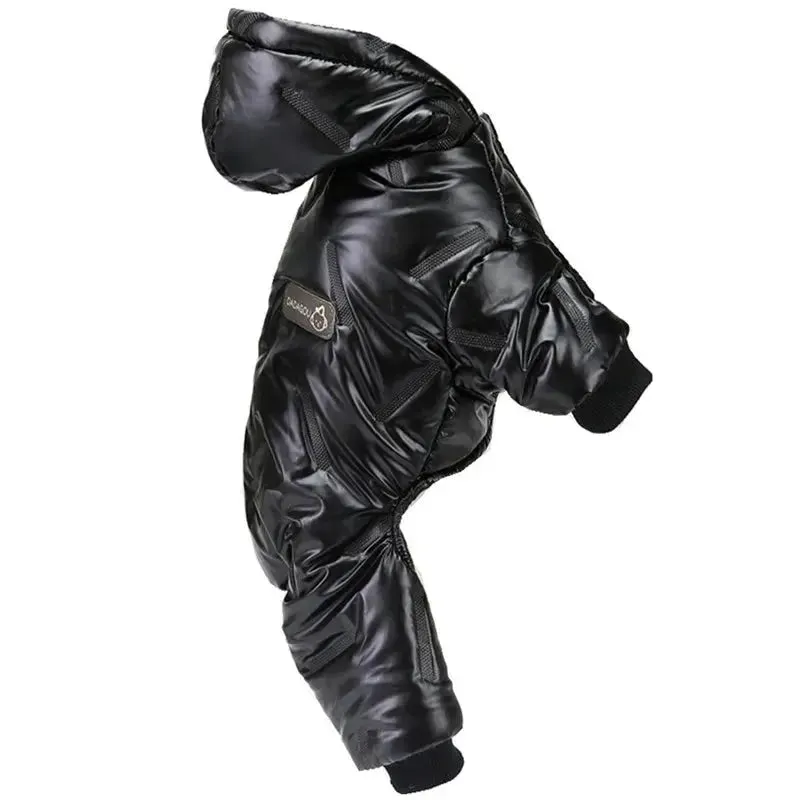 Thick Warm Winter Dog Jumpsuit with Waterproof Hoodie