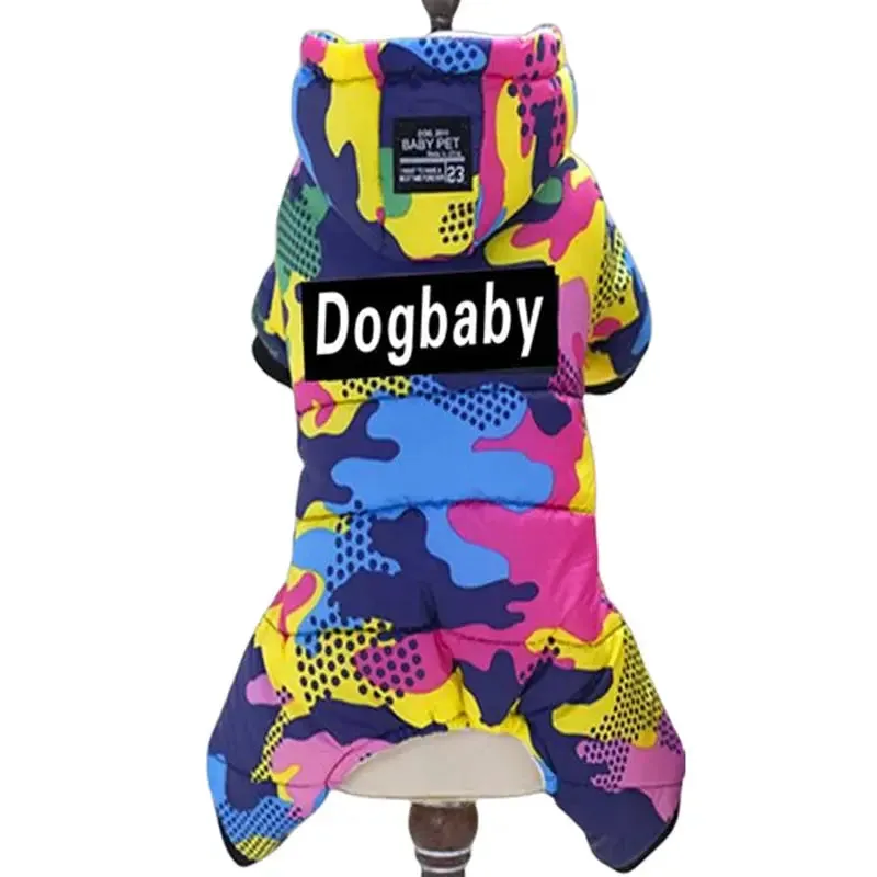 Thick Warm Winter Dog Jumpsuit with Waterproof Hoodie