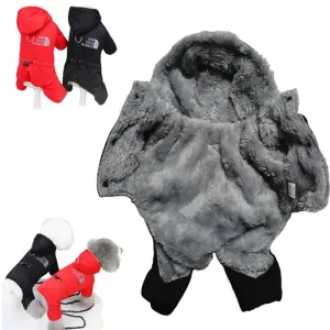 Thick Warm Winter Dog Jumpsuit with Waterproof Hoodie