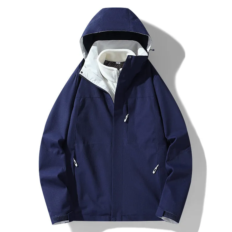 Three-in-one Removable Fleece-lined Thickened Windproof Waterproof Jacket