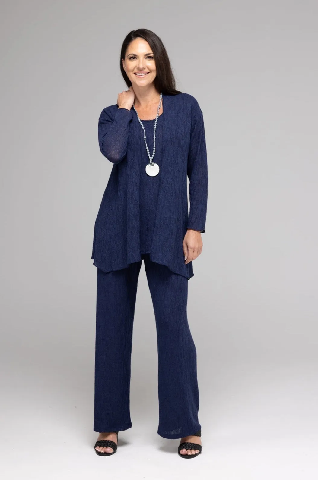 TWIN SET - Navy Haven Poly/Rayon Knit Longer Sleeve top   Cardigan