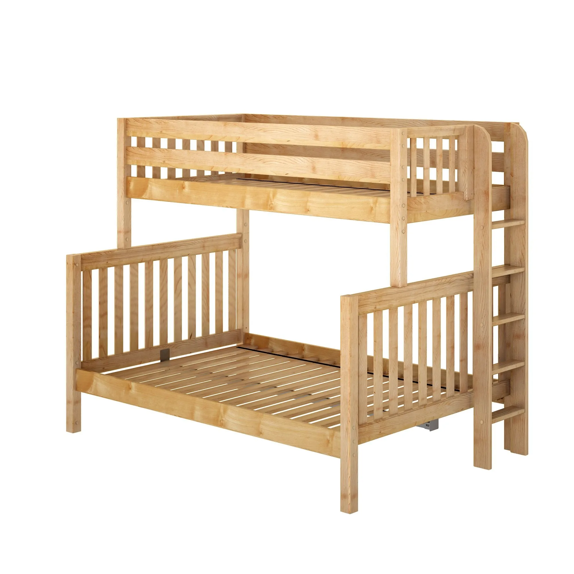 Twin XL over Full XL High Bunk Bed with Straight Ladder on End