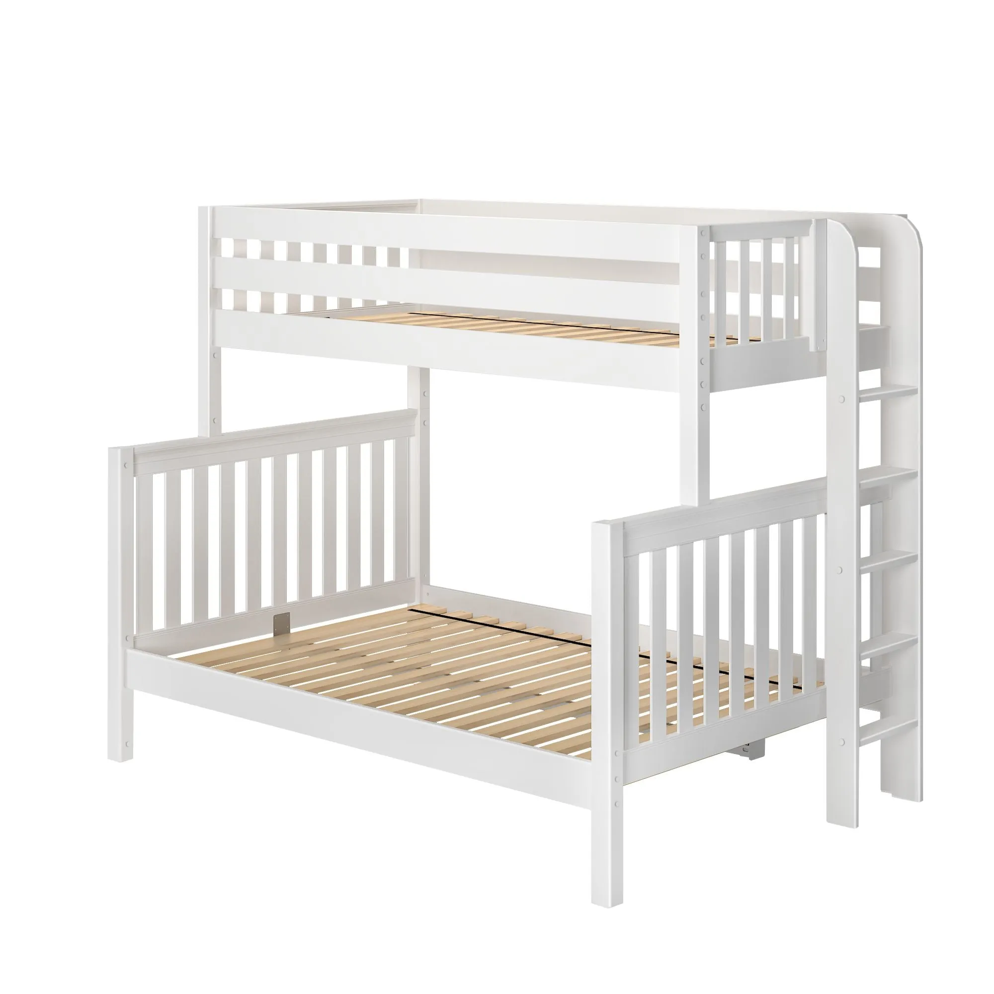 Twin XL over Full XL High Bunk Bed with Straight Ladder on End