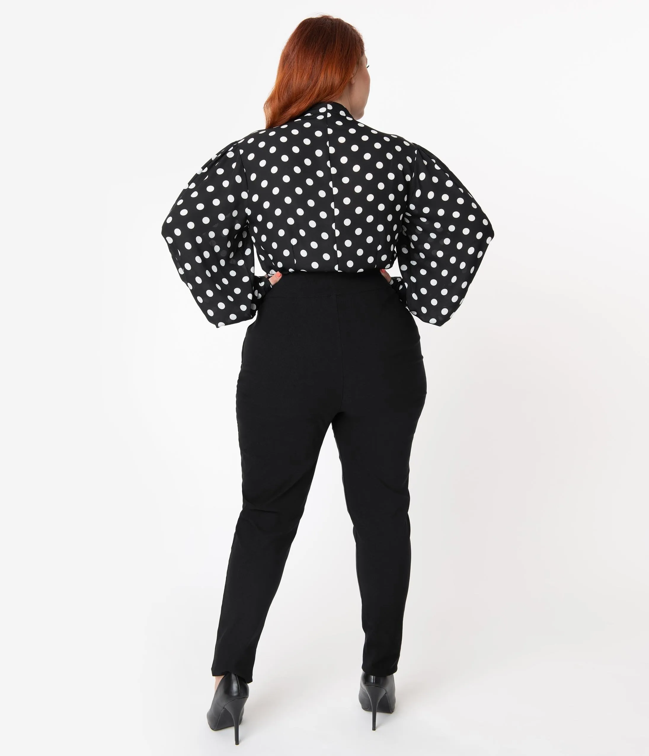 Unique Vintage Plus Size Black Stretch High Waist Rizzo Cigarette Pants