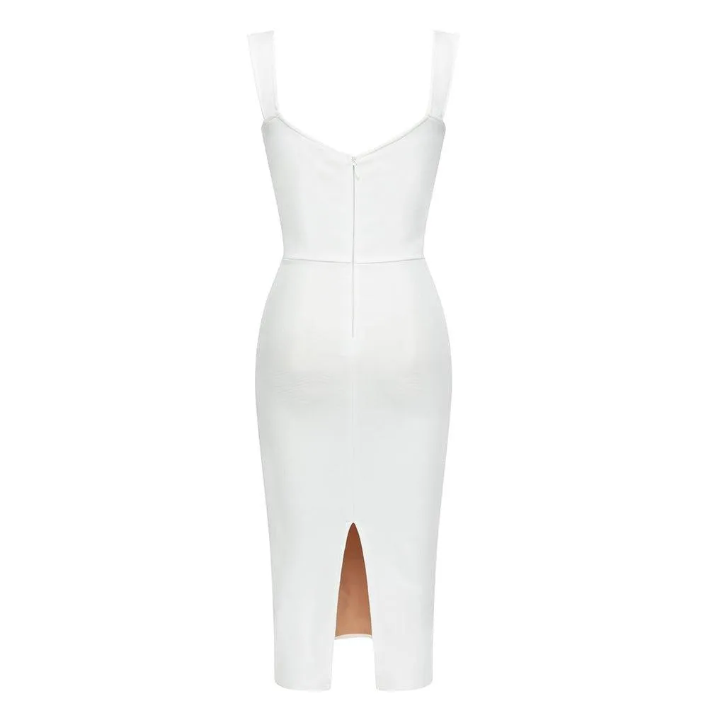 Women's White Mesh Maxi Bandage Dress | Sleeveless Casual Summer Dress - GFIT